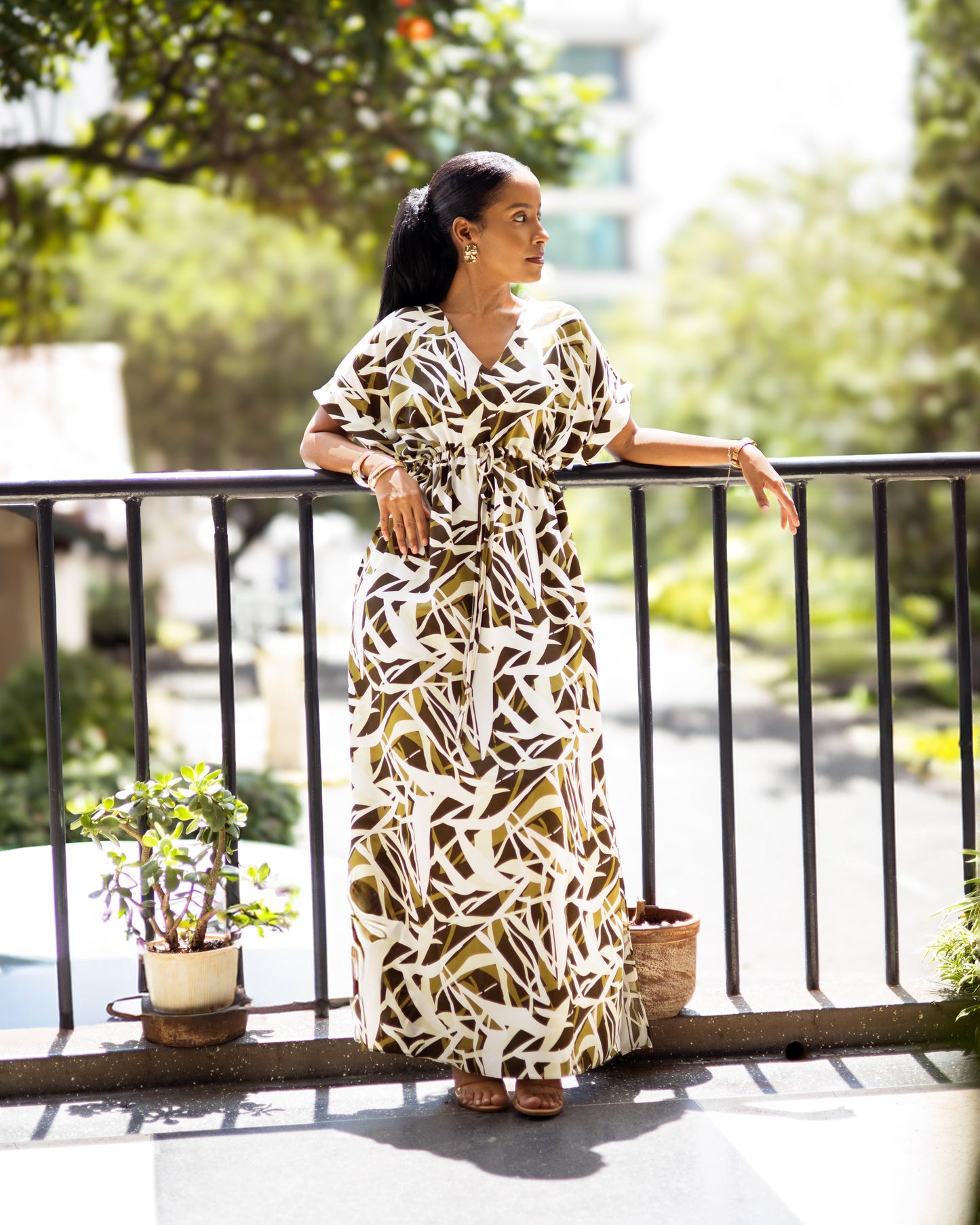 Drawstring Maxi Dress - Olive