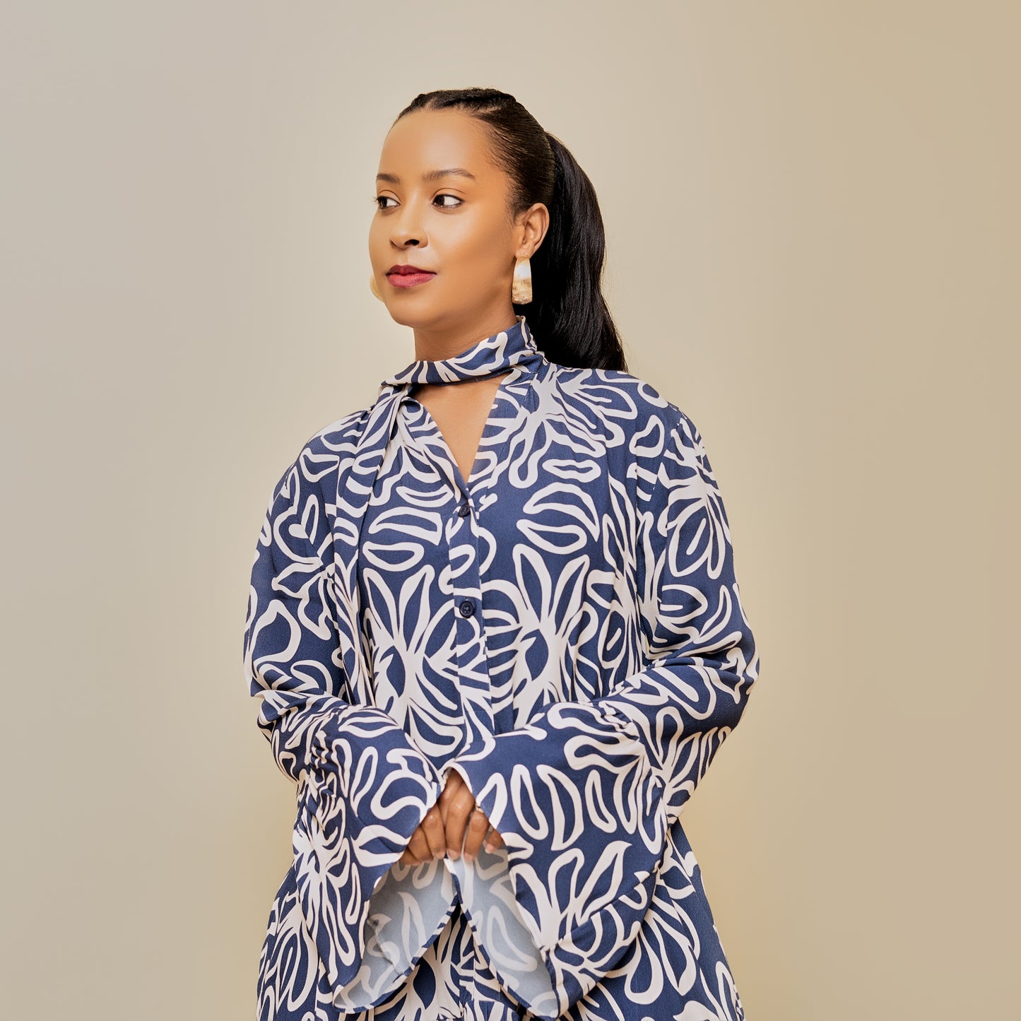 Nia Abstract Floral Tiered Short Dress - Indigo