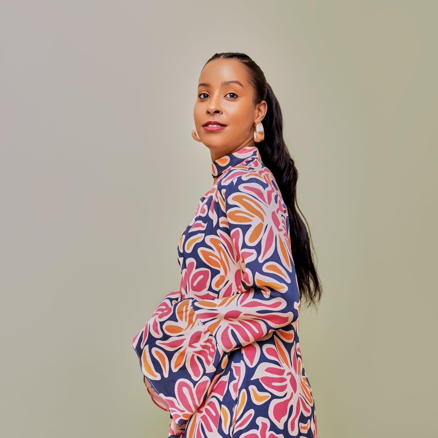 Nia Abstract Floral Tiered Short Dress - Multicolor