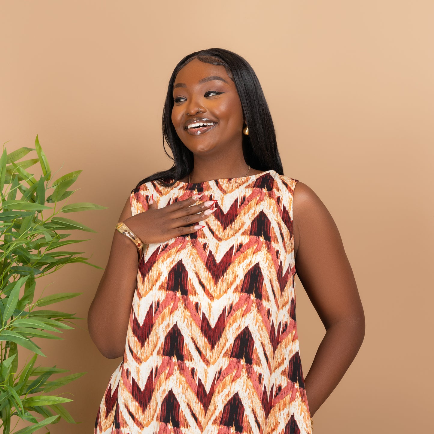 Sleeveless Tiered Maxi Dress - Maroon Print