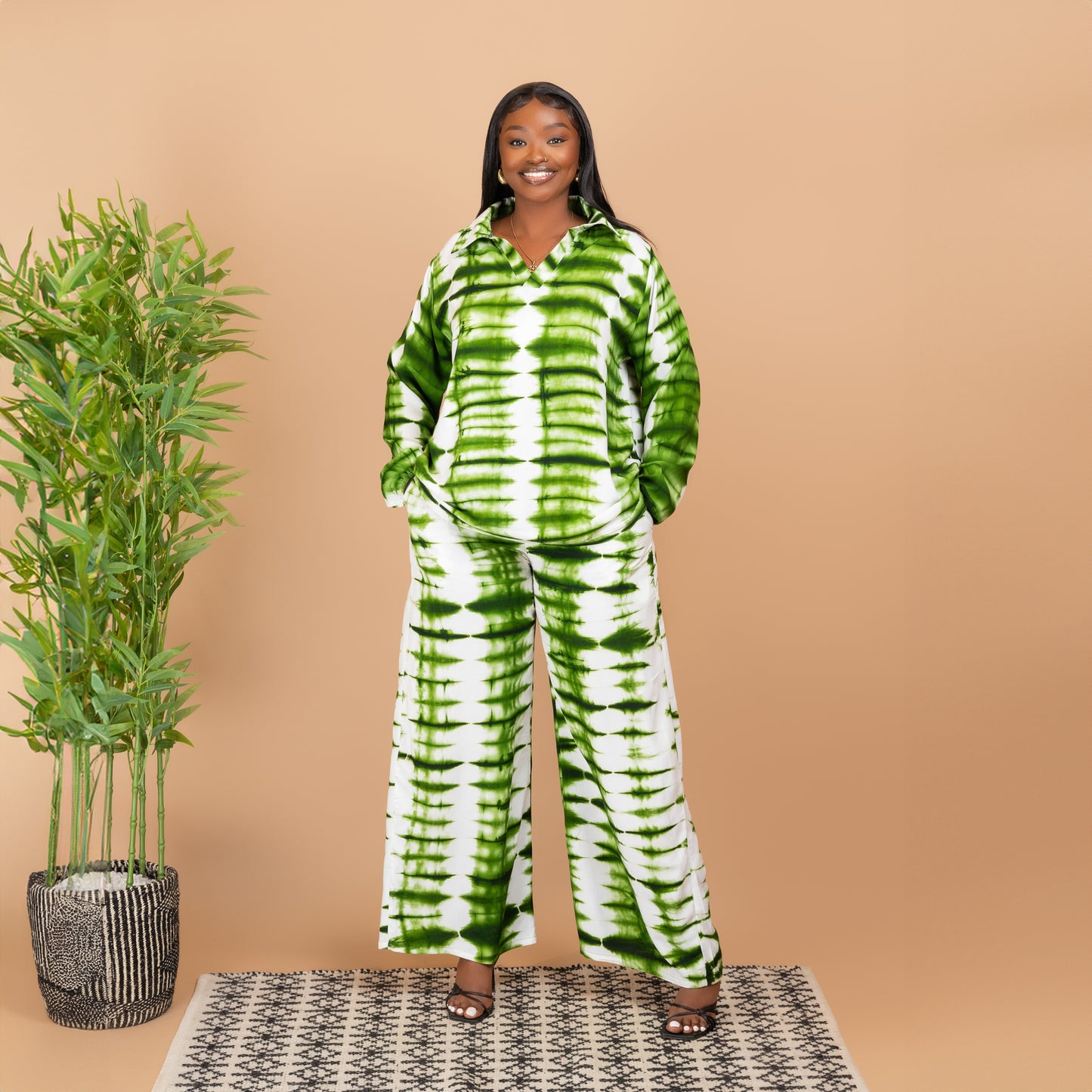 Green Tie-Dye Two-Piece Set