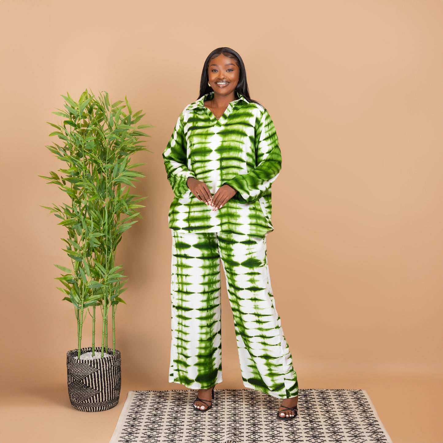 Green Tie-Dye Two-Piece Set