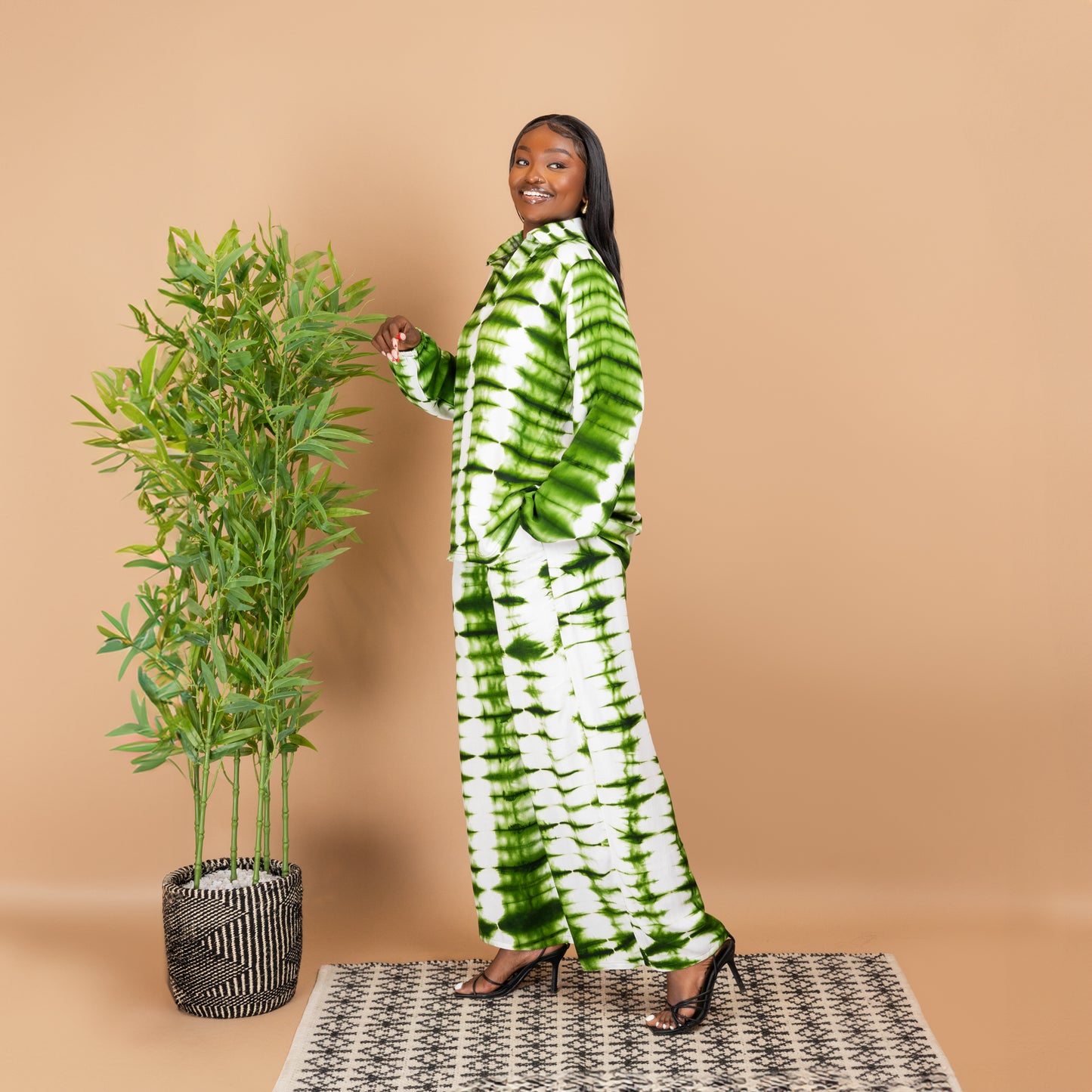 Green Tie-Dye Two-Piece Set