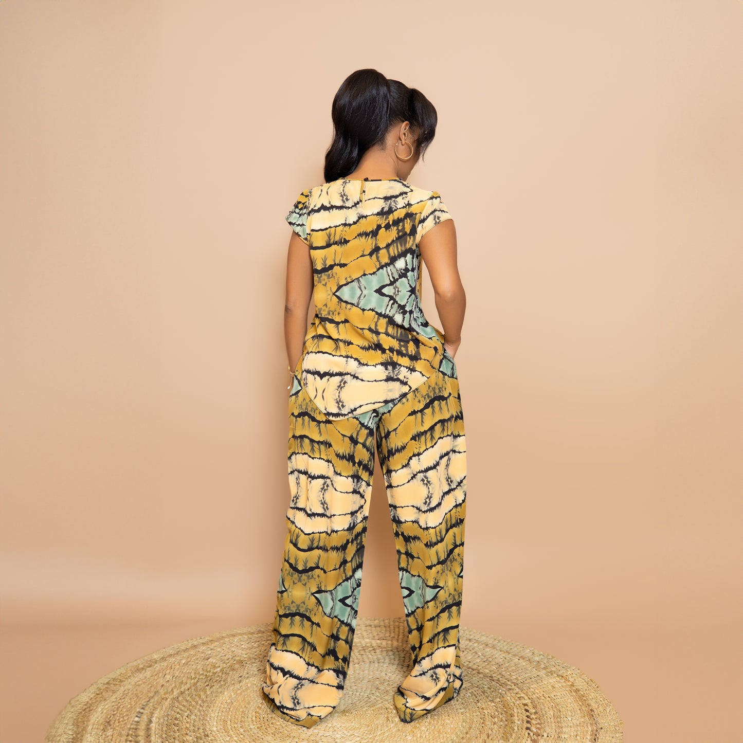 Asymmetrical Short Sleeve Top & Palazzo Set