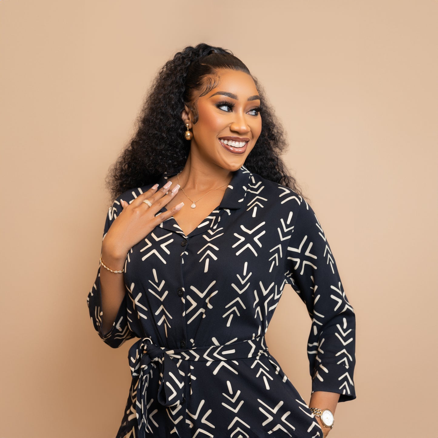 Nia Wide Leg Belted Jumpsuit - Black