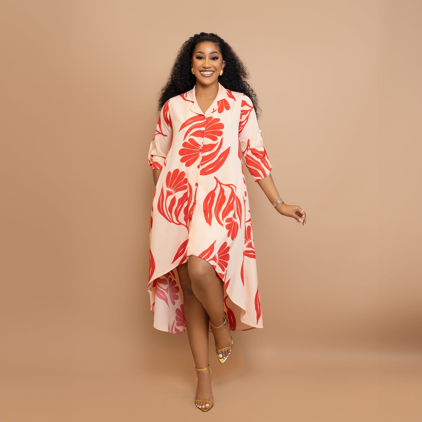 Orange/Red Hue High low Maxi dress