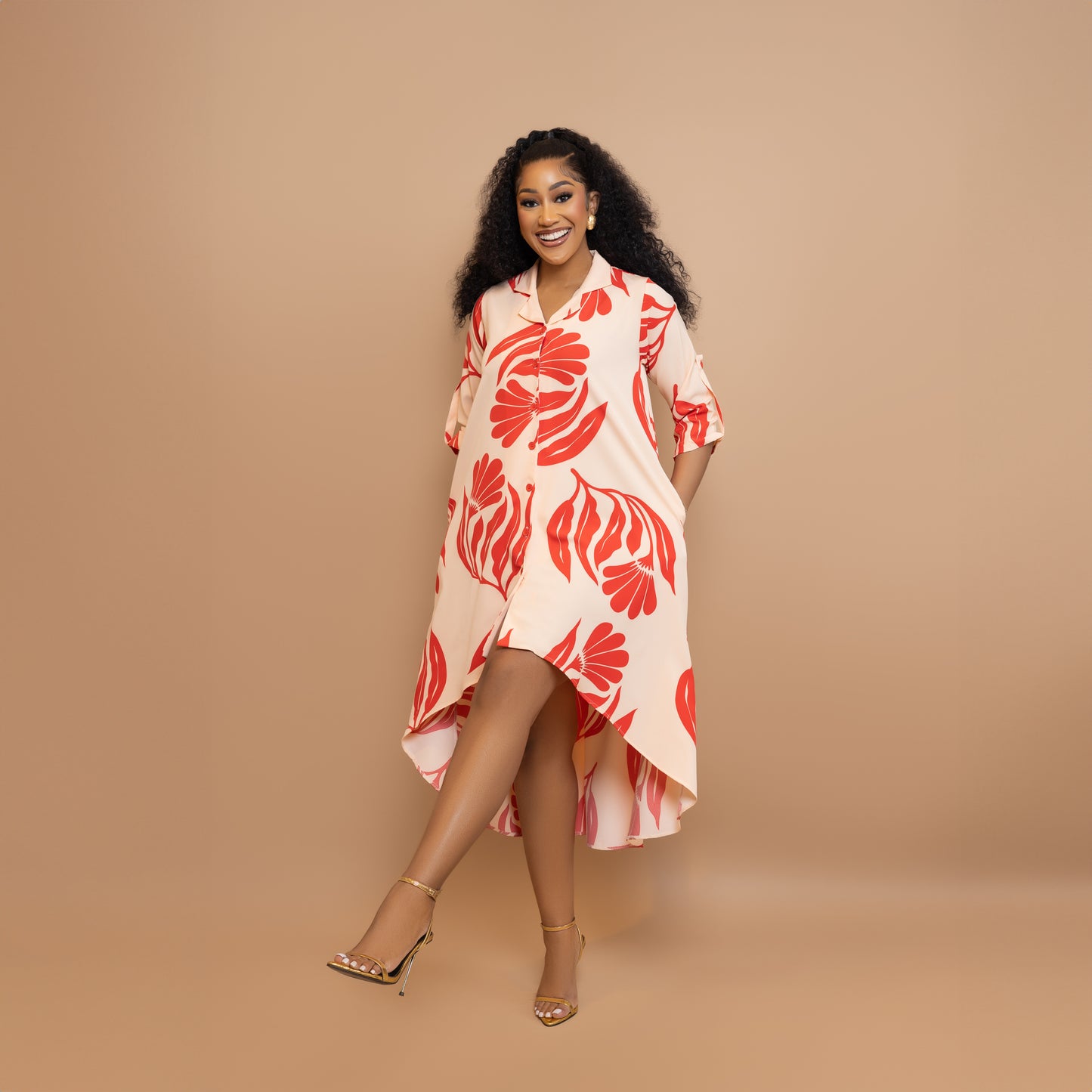 Orange/Red Hue High low Maxi dress