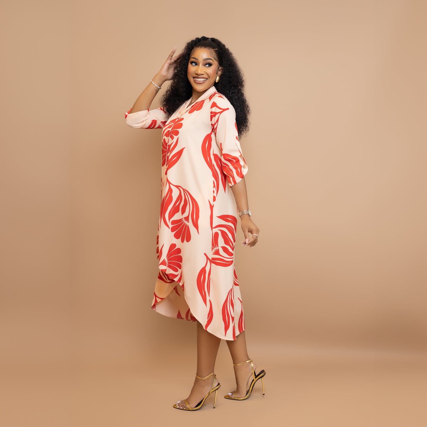 Orange/Red Hue High low Maxi dress