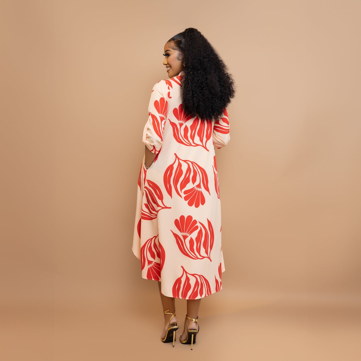 Orange/Red Hue High low Maxi dress