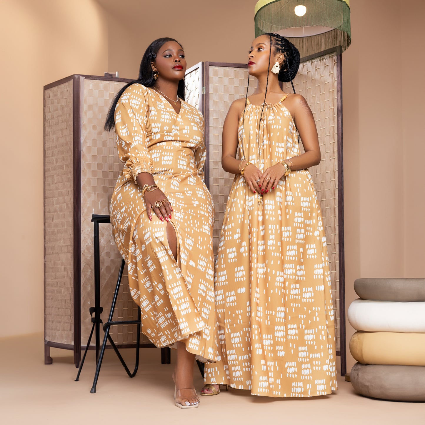 Nia Sleeveless Beaded Maxi Dress - Mustard