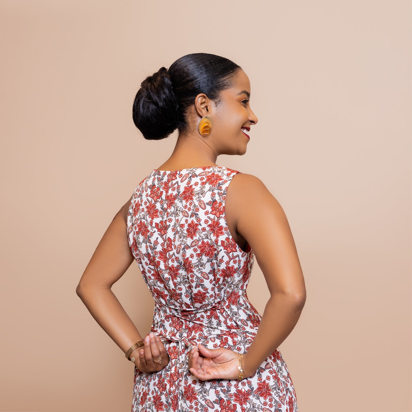 Square-Neck Maxi Dress - Floral Red