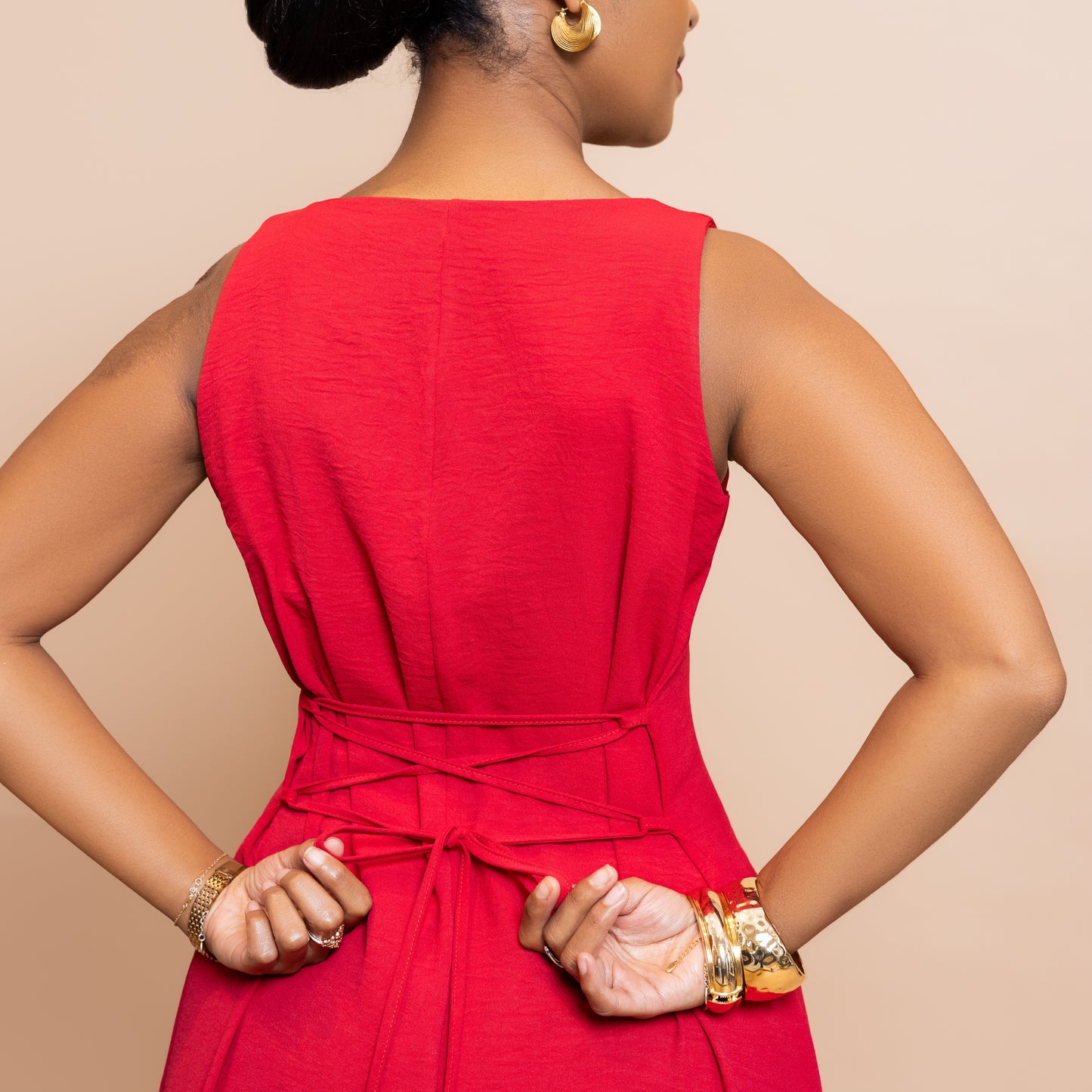 Square-Neck Maxi Dress - Cherry Red