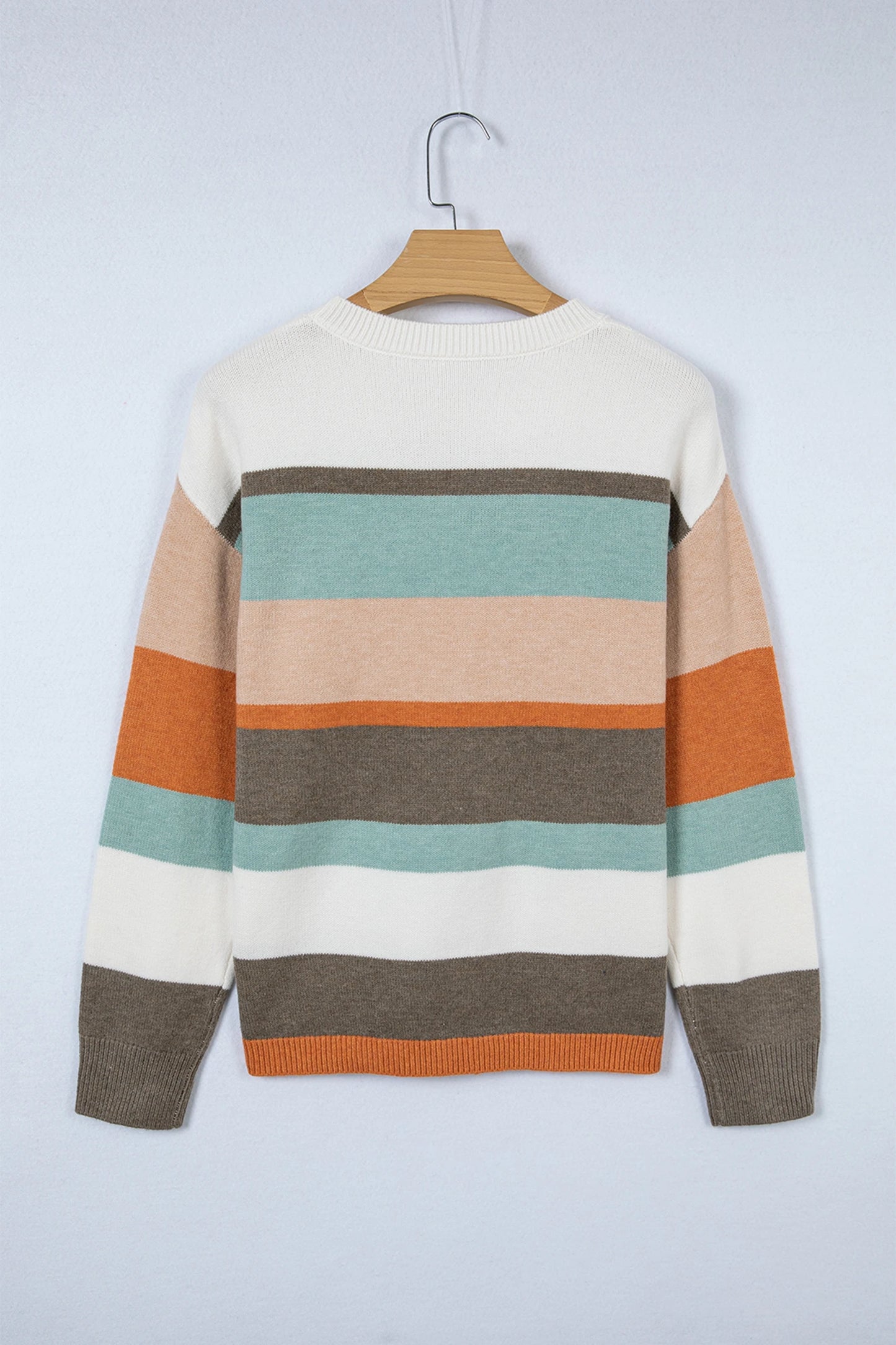 Striped Color Block Knit Drop Shoulder Sweater