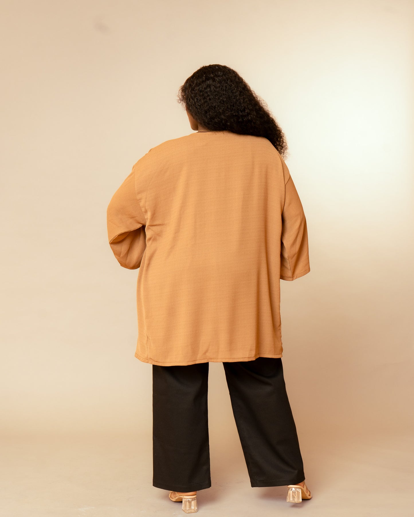 Open Front Kimono - Camel