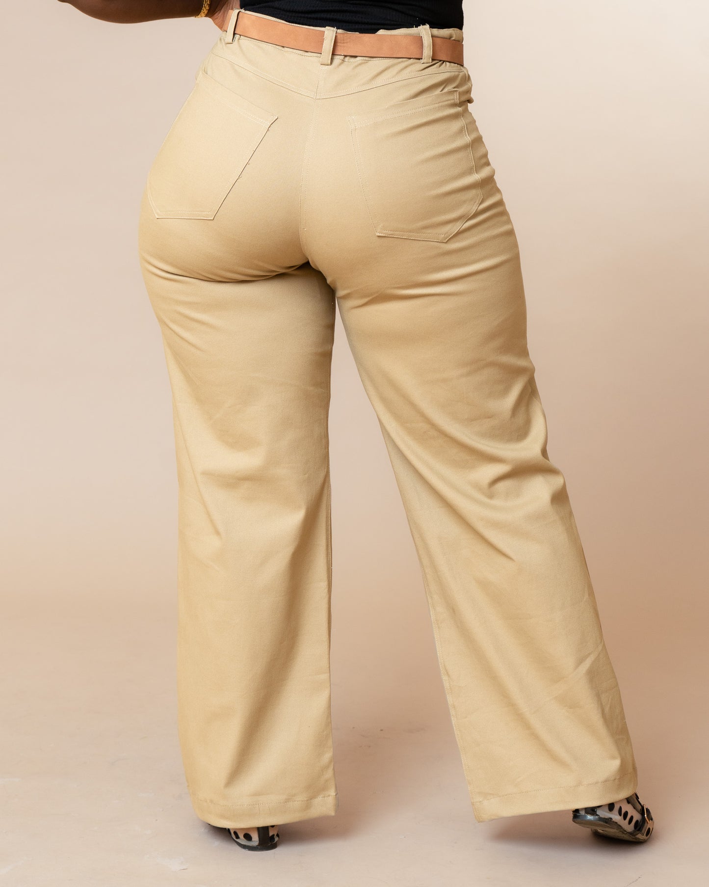 High Waist Denim Jeans - Beige