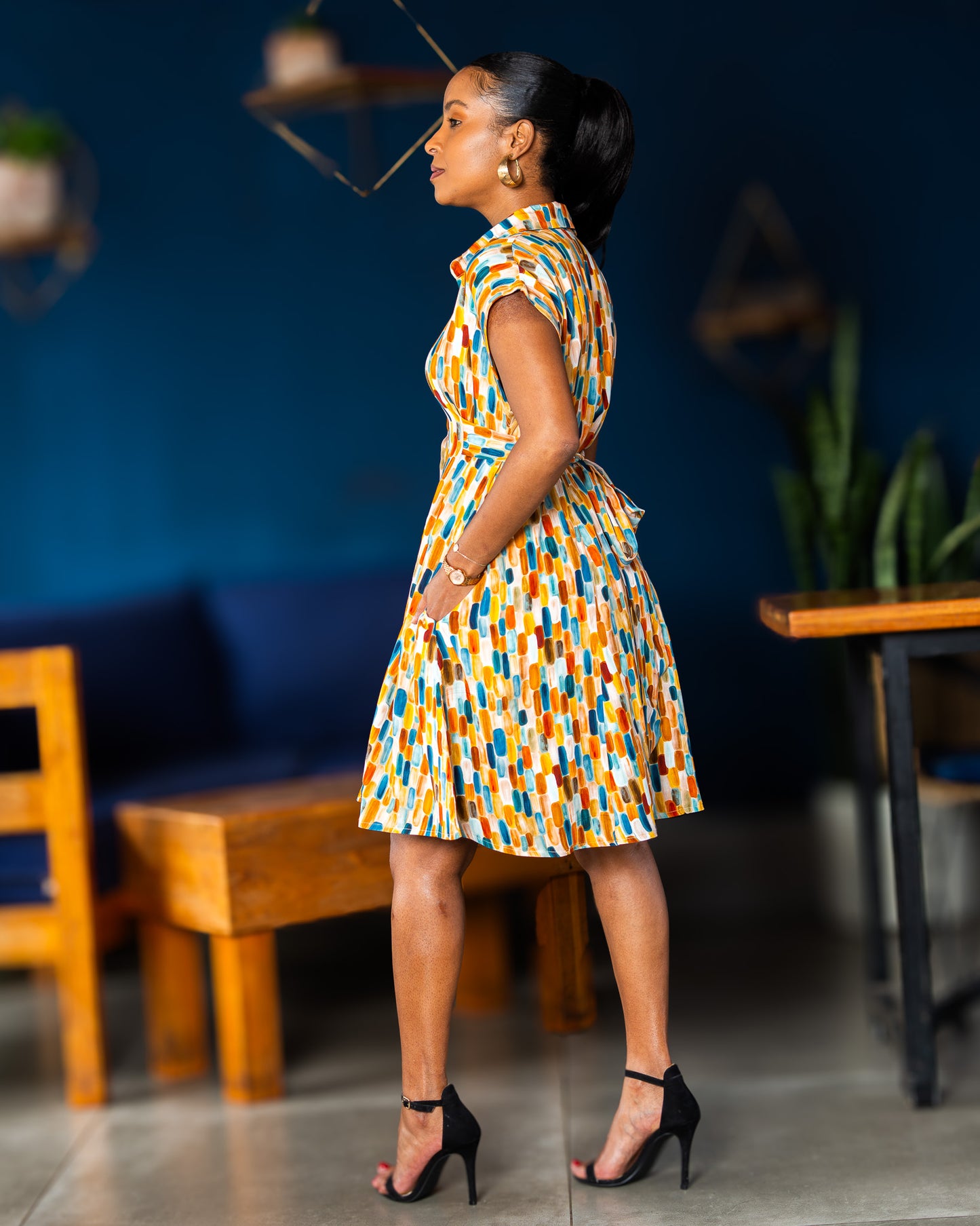 Tie-Back Dress Mini - Painterly Abstract
