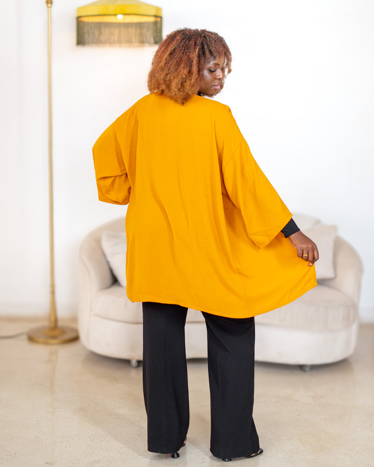 Open Front Kimono - Mustard