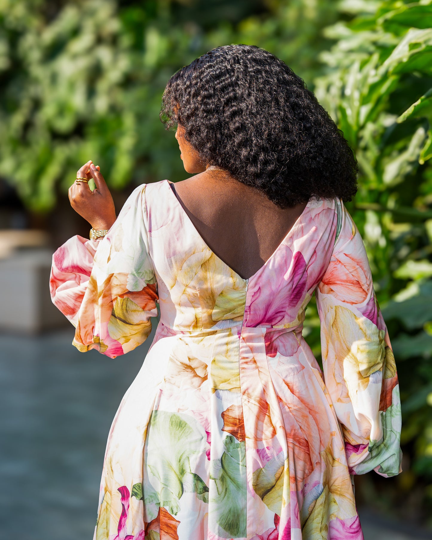 Deep V-Back Mini Dress - Peach Blossom