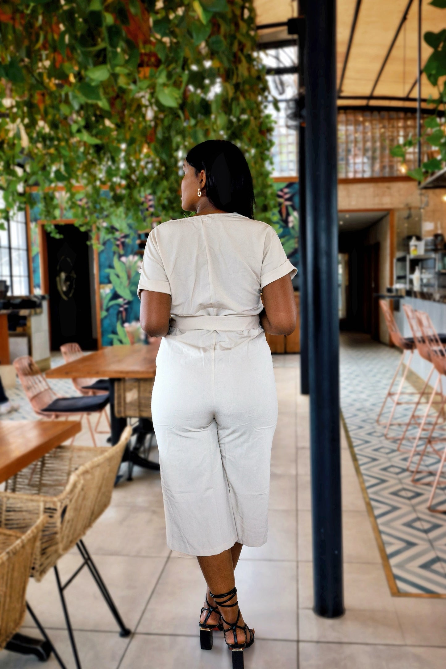 Tahari V Neck Pocketed Jumpsuit