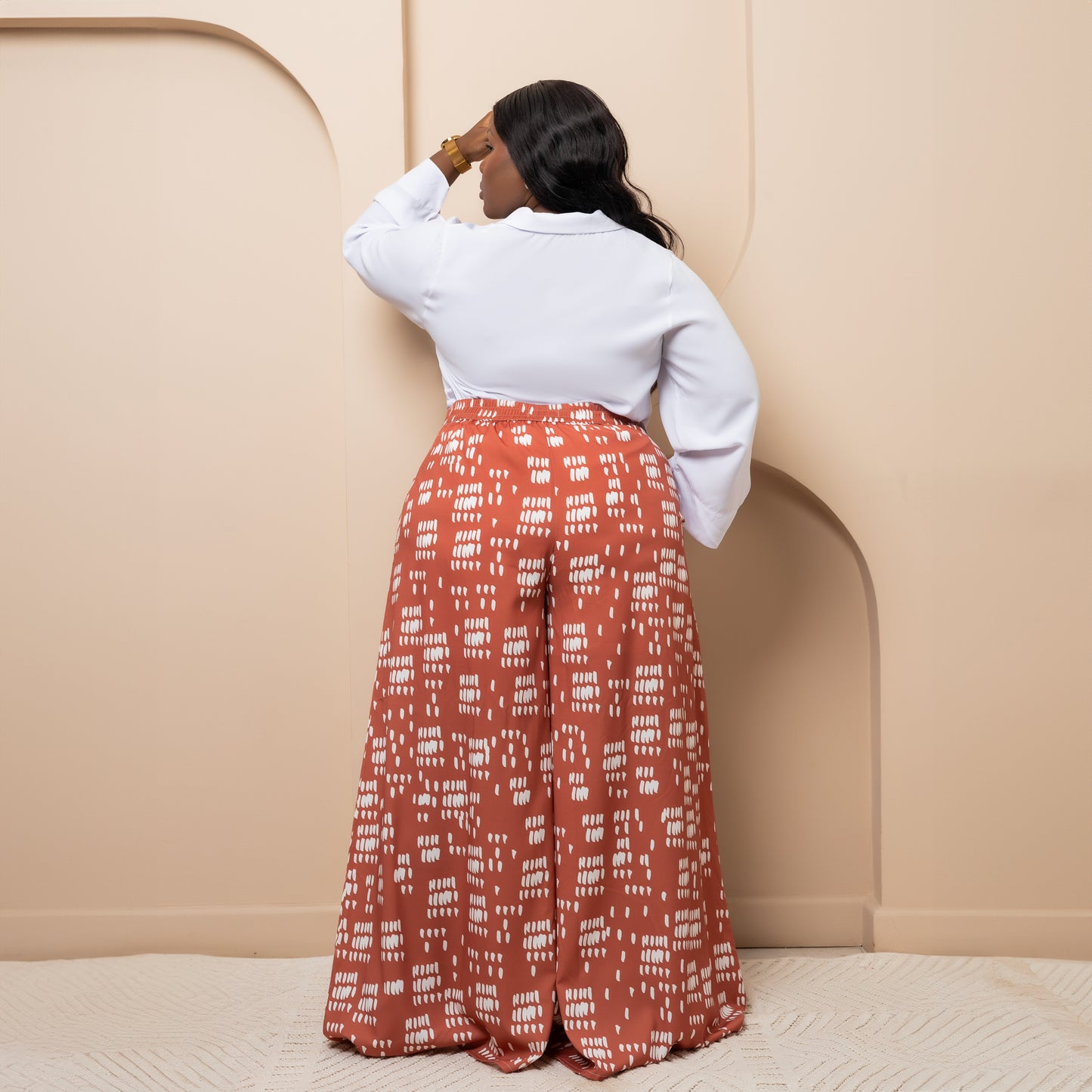 Long Sleeve Buttoned Blouse + Ultra Flowy Wide Leg Pants