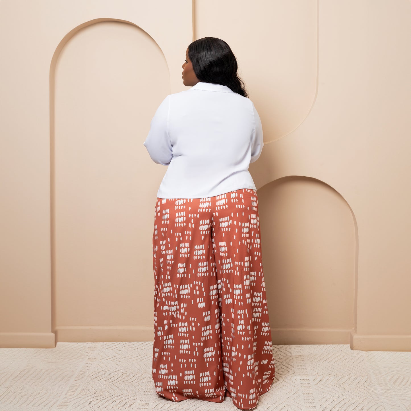 Long Sleeve Buttoned Blouse + Ultra Flowy Wide Leg Pants