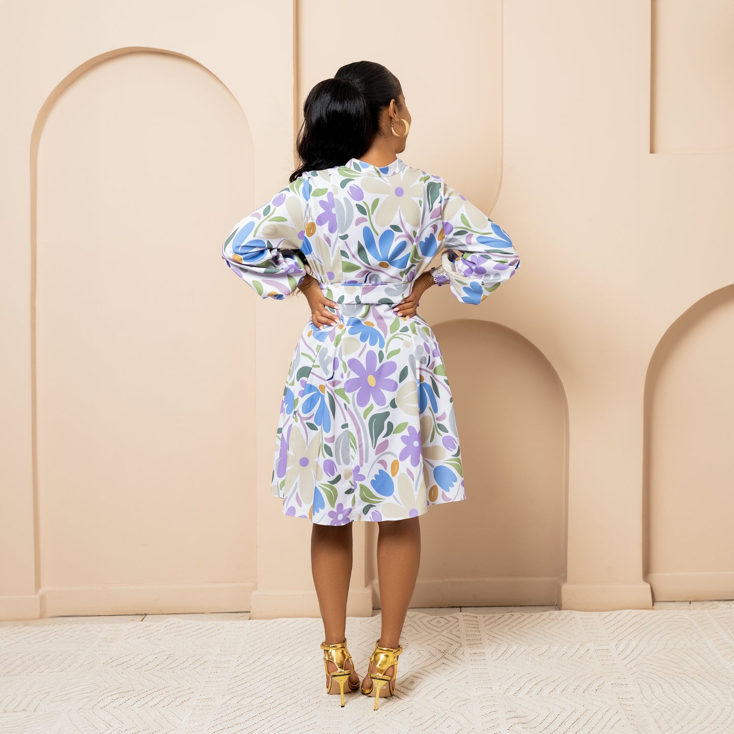 Nia Skater Mini Dress - Lavender Garden