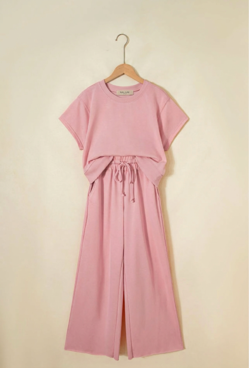 Wide Leg Travel Set - Blush Pink