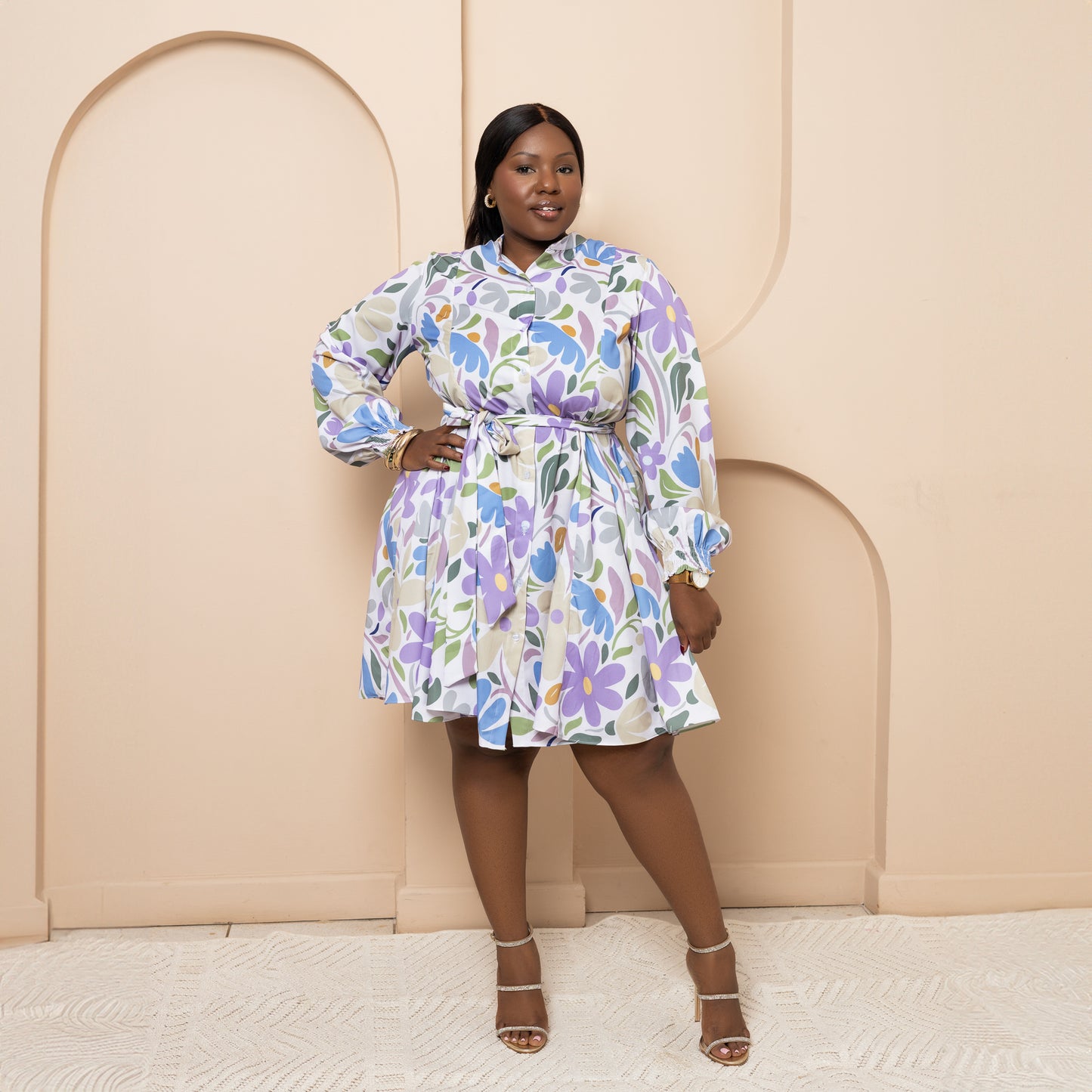 Nia Skater Mini Dress - Lavender Garden