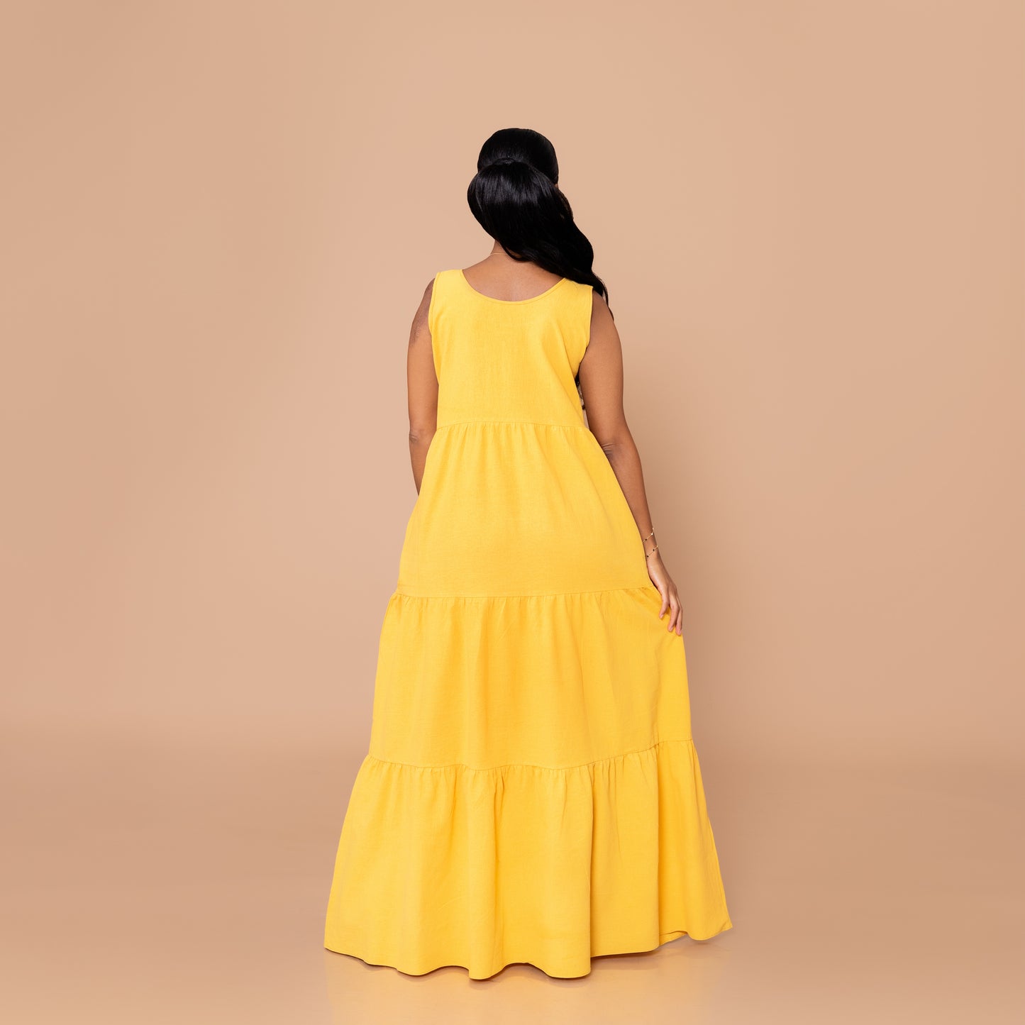 Tiered Sleeveless Maxi Dress – Sunshine Yellow