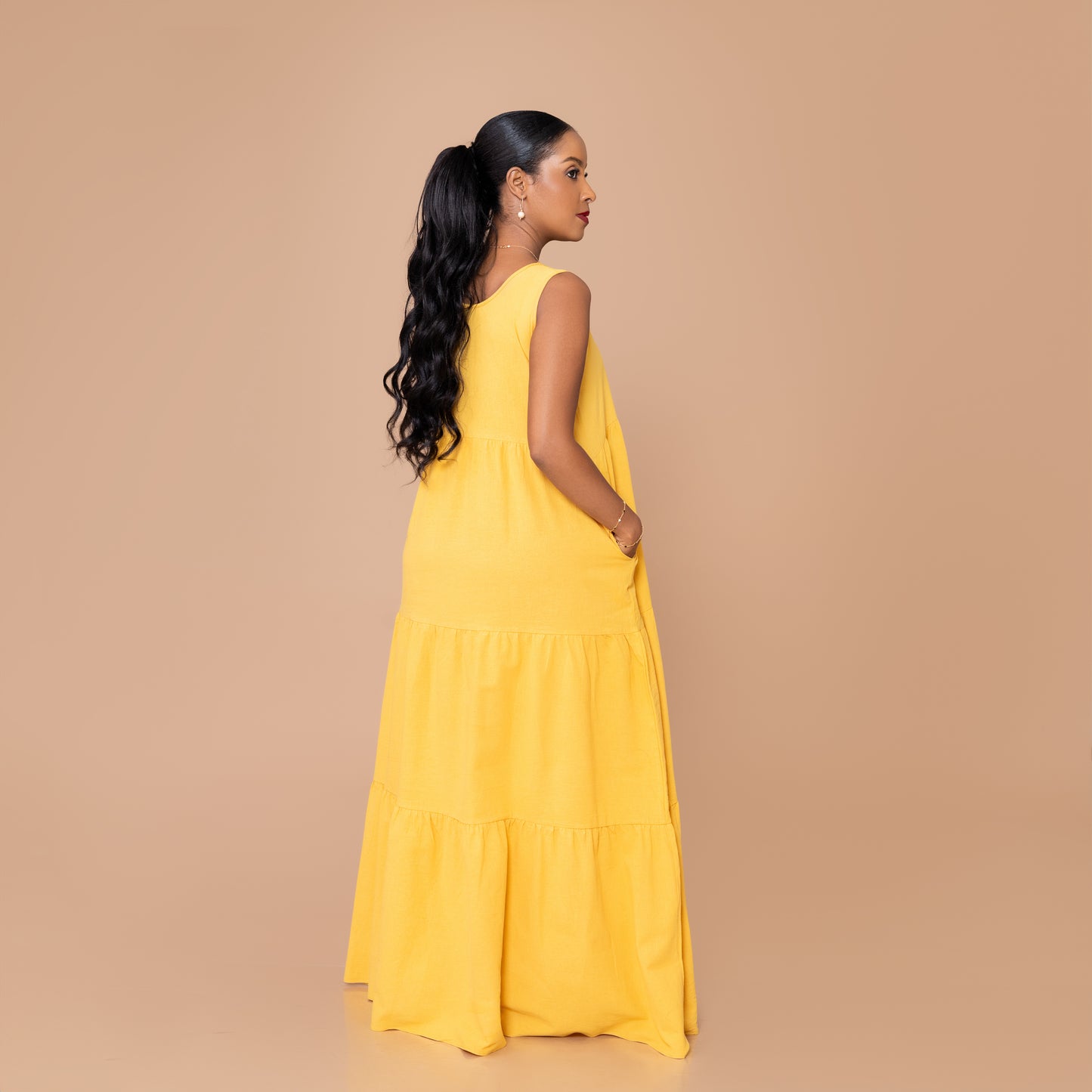 Tiered Sleeveless Maxi Dress – Sunshine Yellow