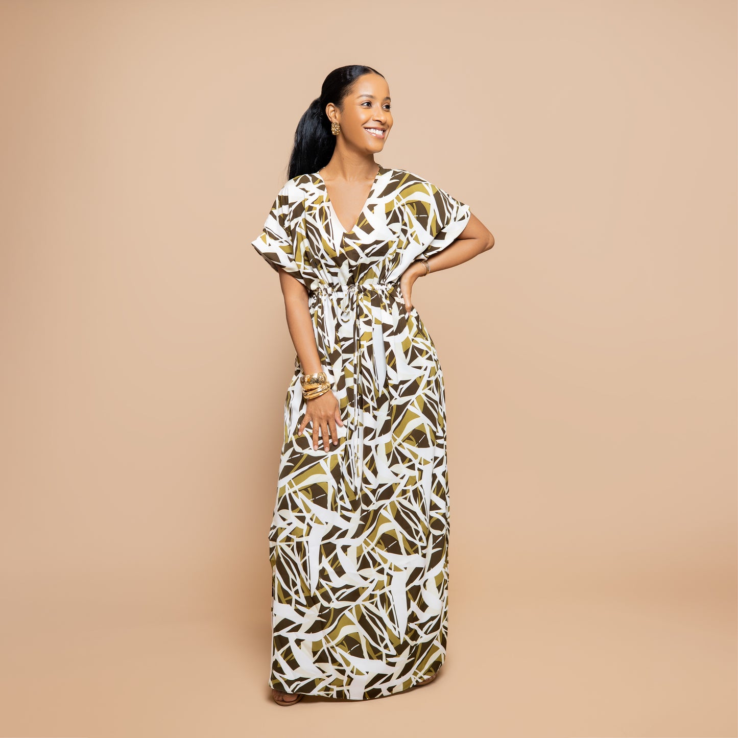 Drawstring Maxi Dress - Olive