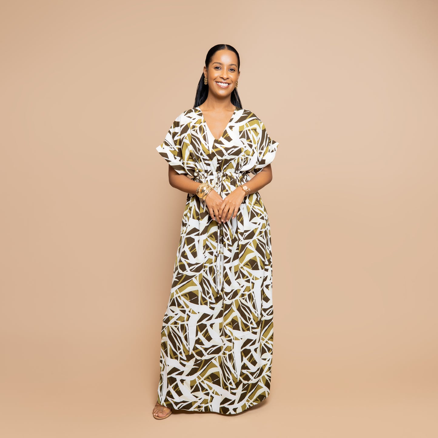 Drawstring Maxi Dress - Olive