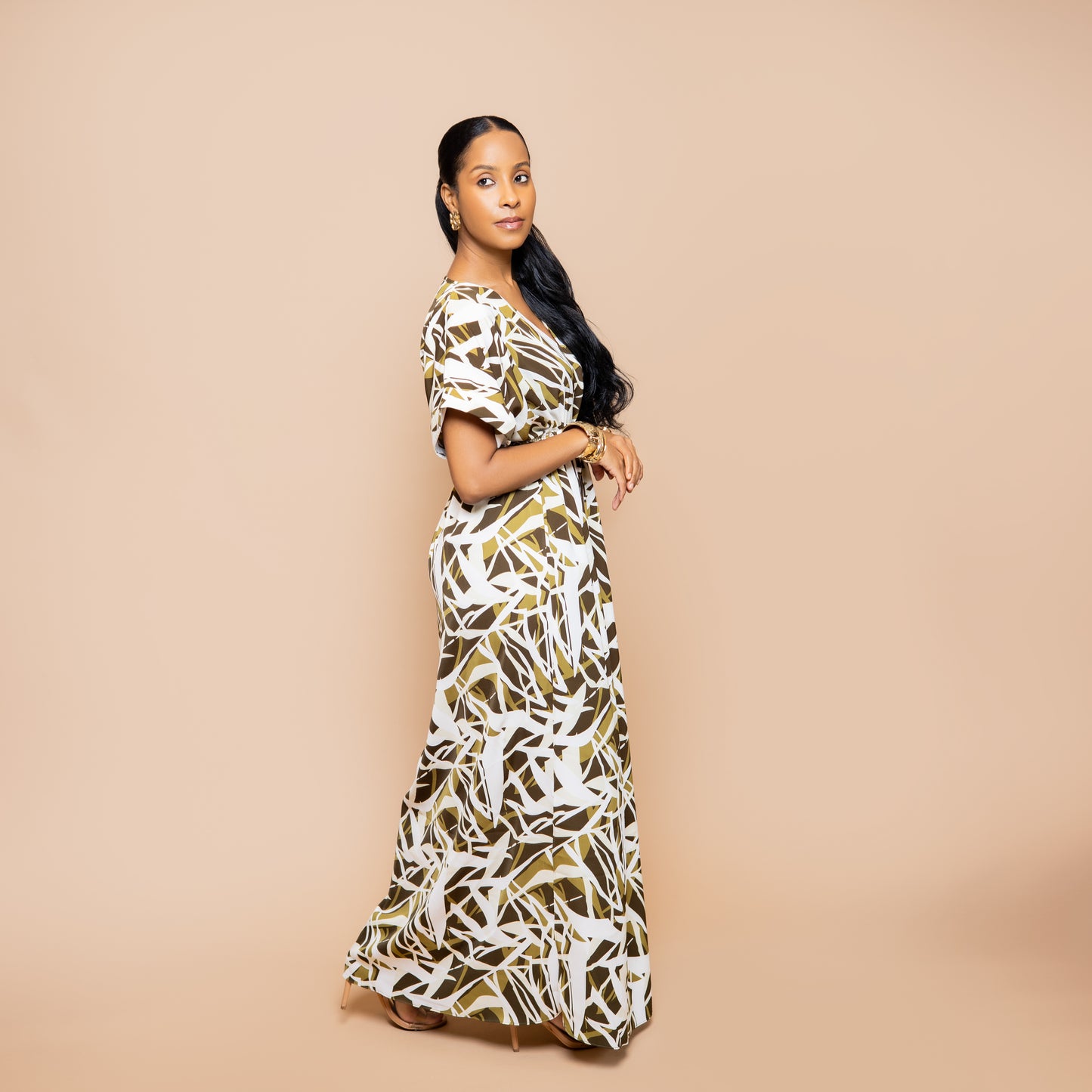 Drawstring Maxi Dress - Olive