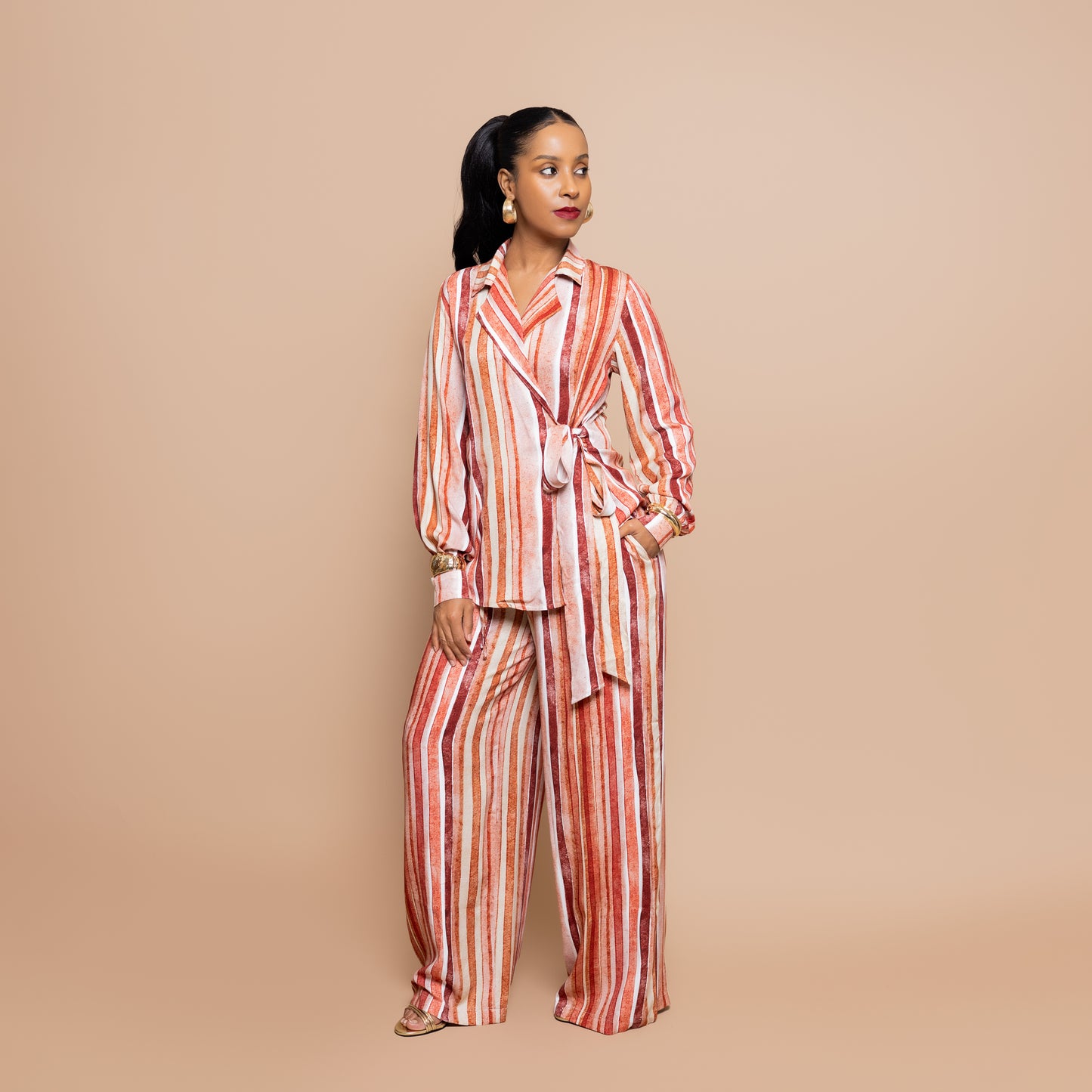 Nia Sunset Wrap Set - Watercolor Stripe
