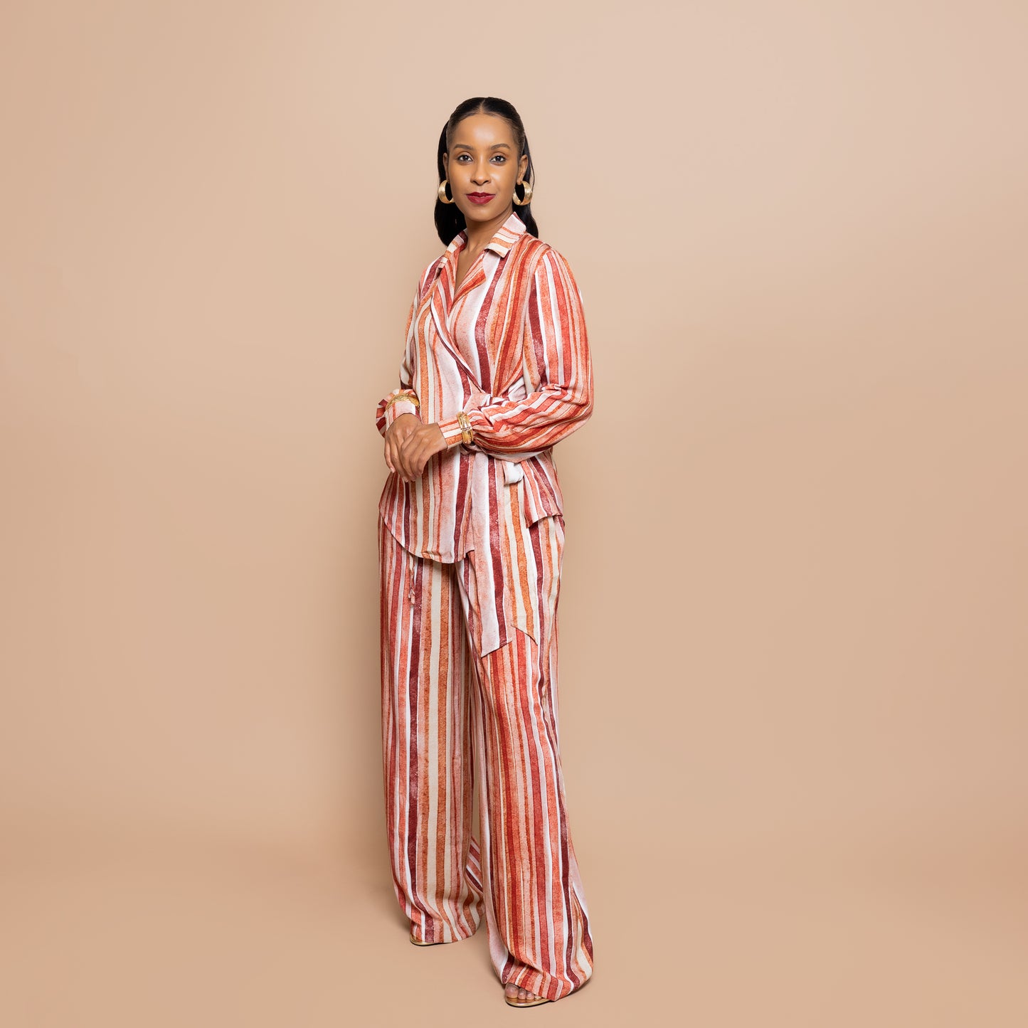 Nia Sunset Wrap Set - Watercolor Stripe