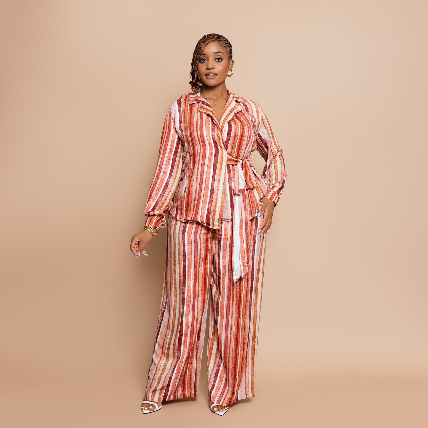 Nia Sunset Wrap Set - Watercolor Stripe