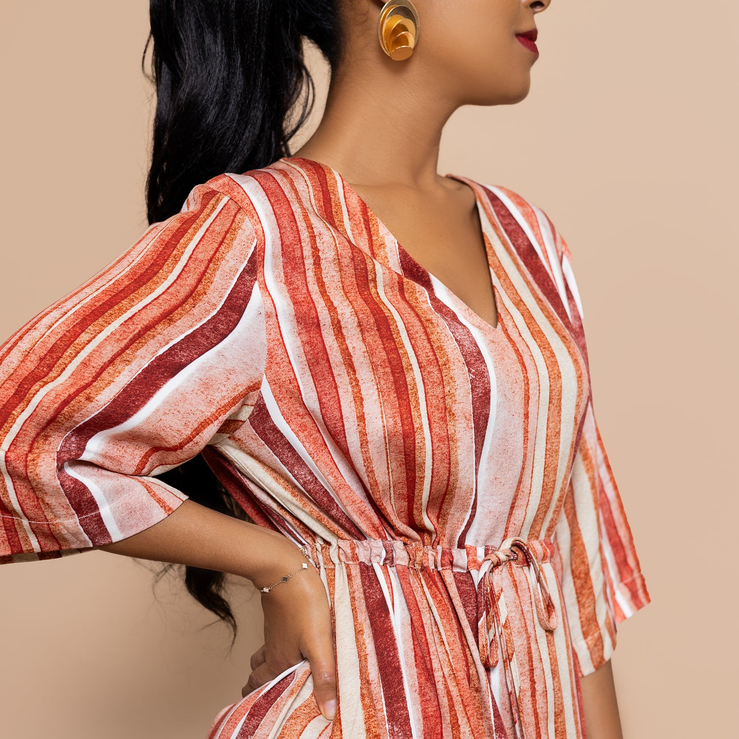 Nia Sunset Front Slit Maxi - Watercolor Stripe