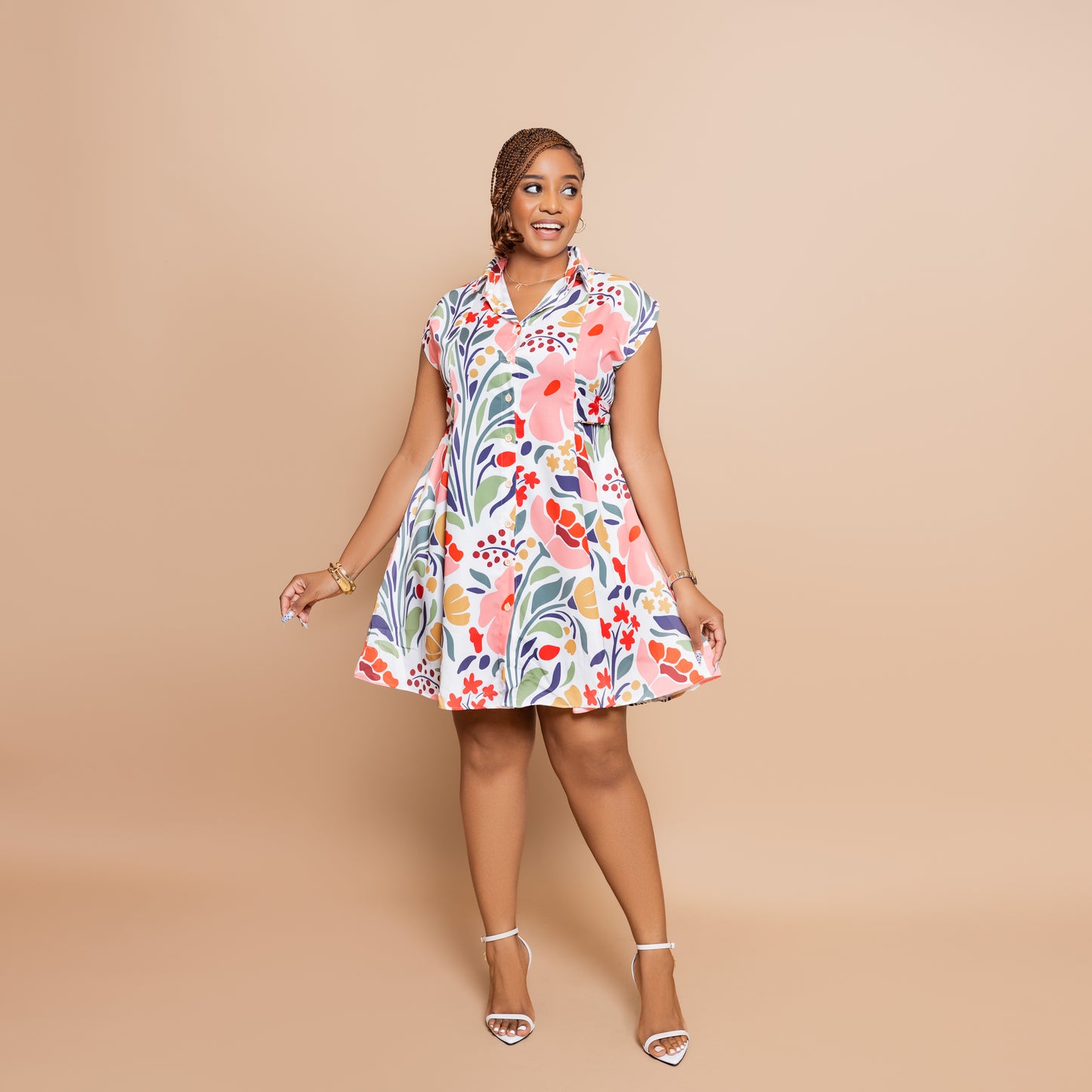 Nia Tie-Back Dress Mini - Petal Bloom