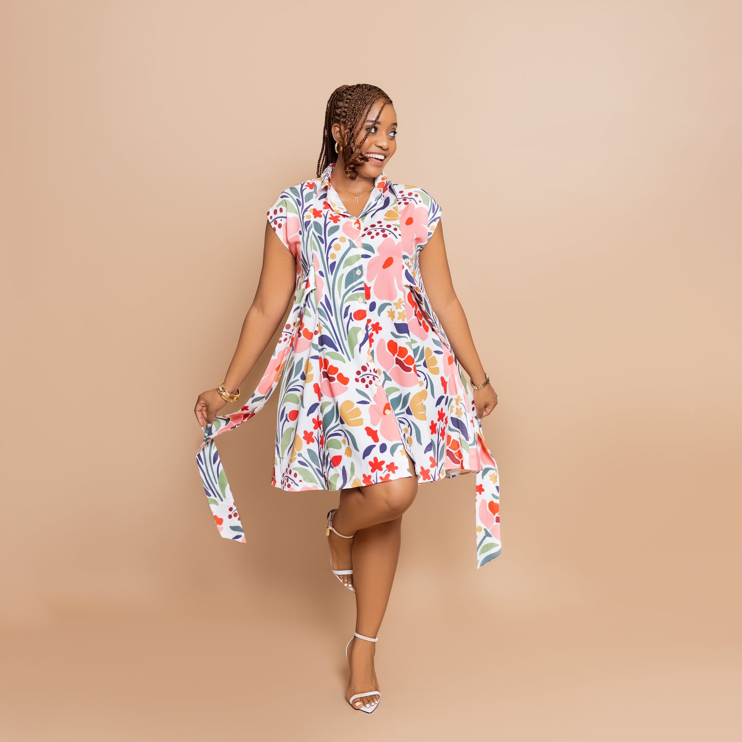 Nia Tie-Back Dress Mini - Petal Bloom