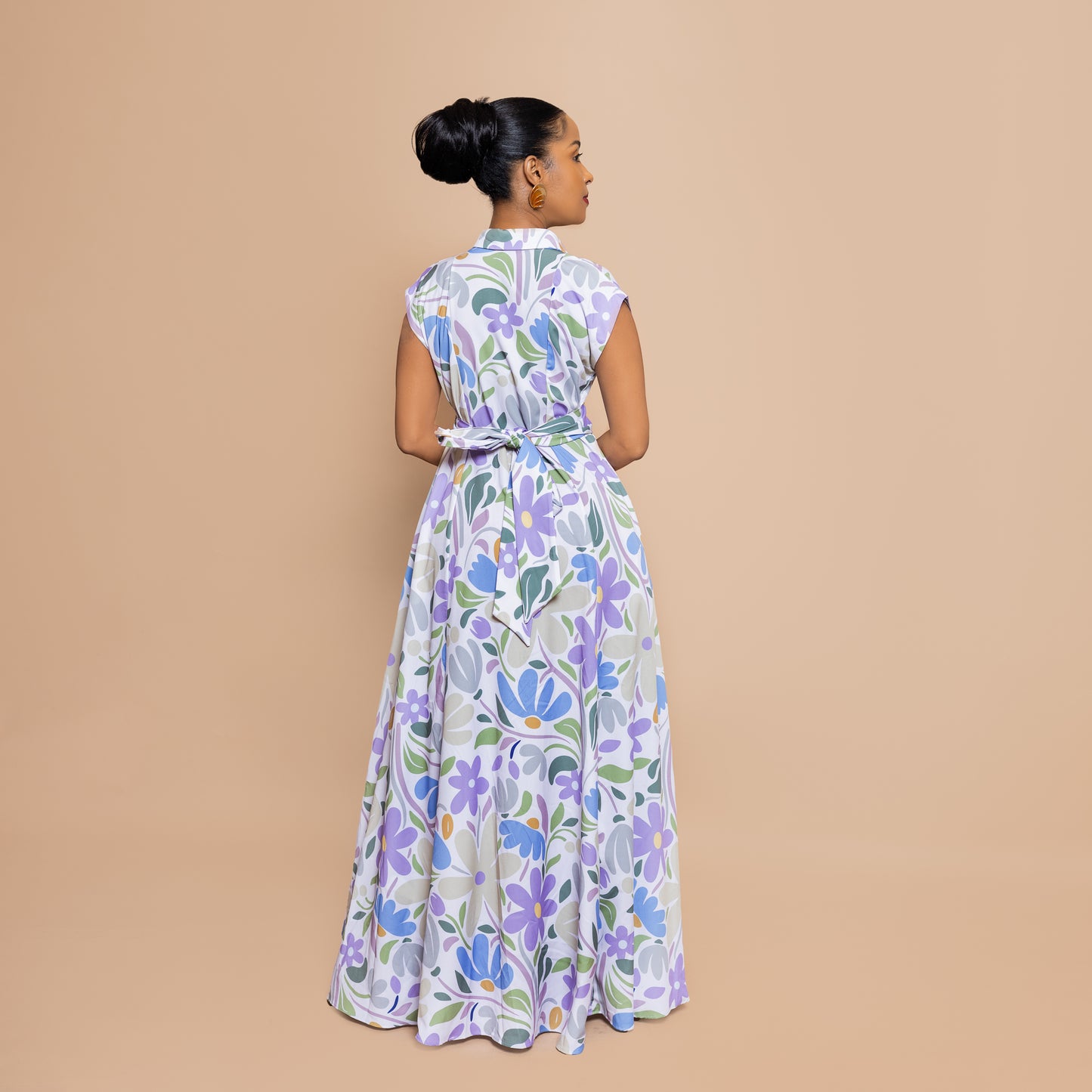 Nia Tie-Back Dress Maxi - Lavender Garden