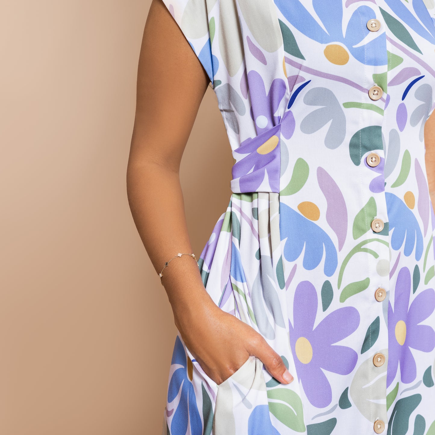 Nia Tie-Back Dress Maxi - Lavender Garden