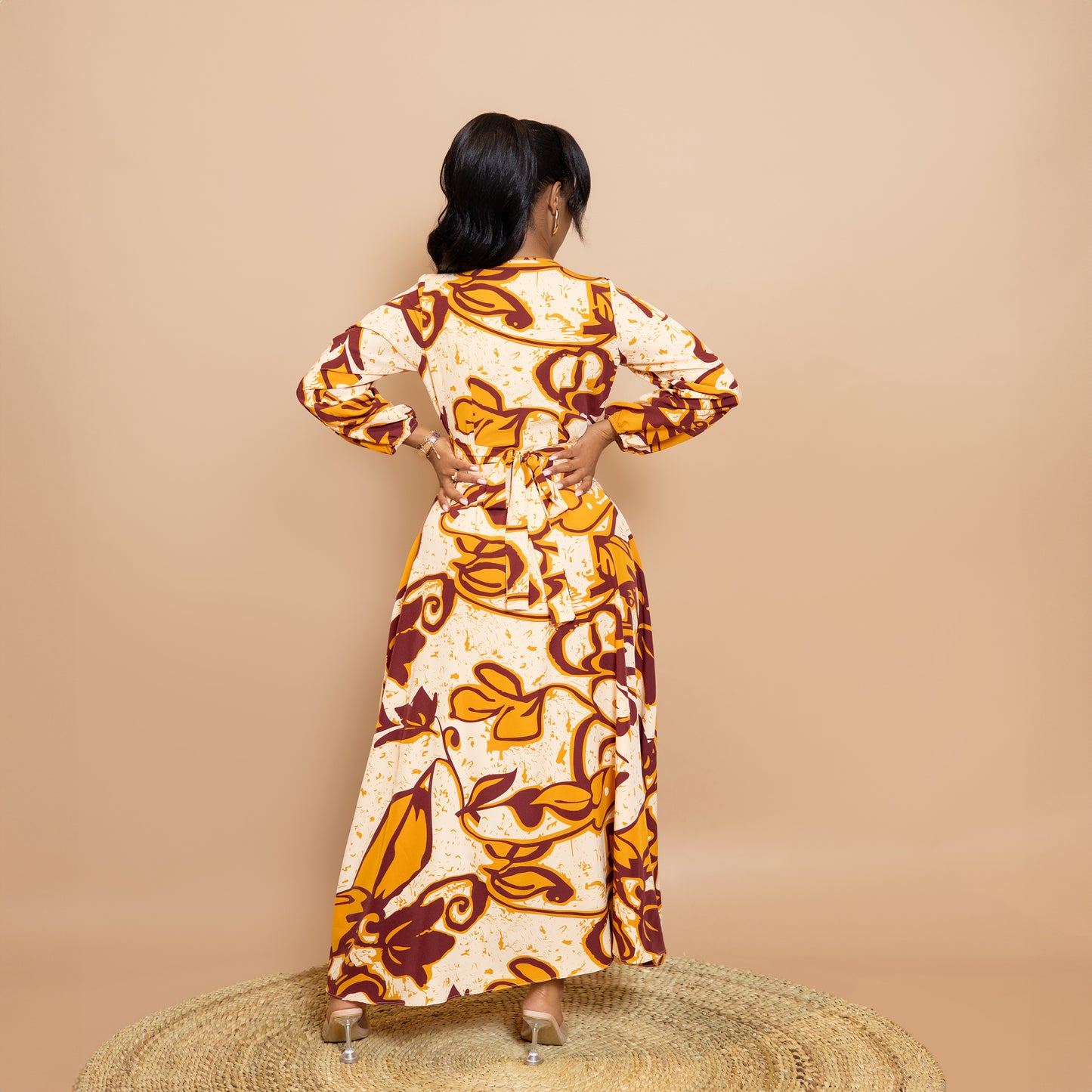 Maxi Wrap Dress - Purple/Mustard Print