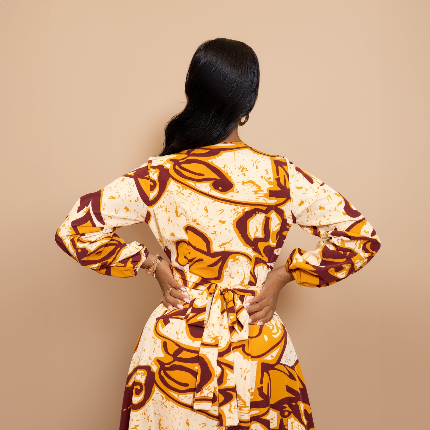 Maxi Wrap Dress - Purple/Mustard Print