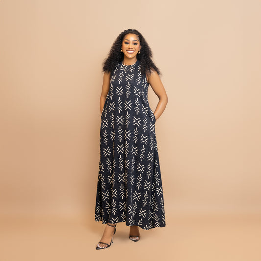 Nia Sleeveless Maxi Dress – Black