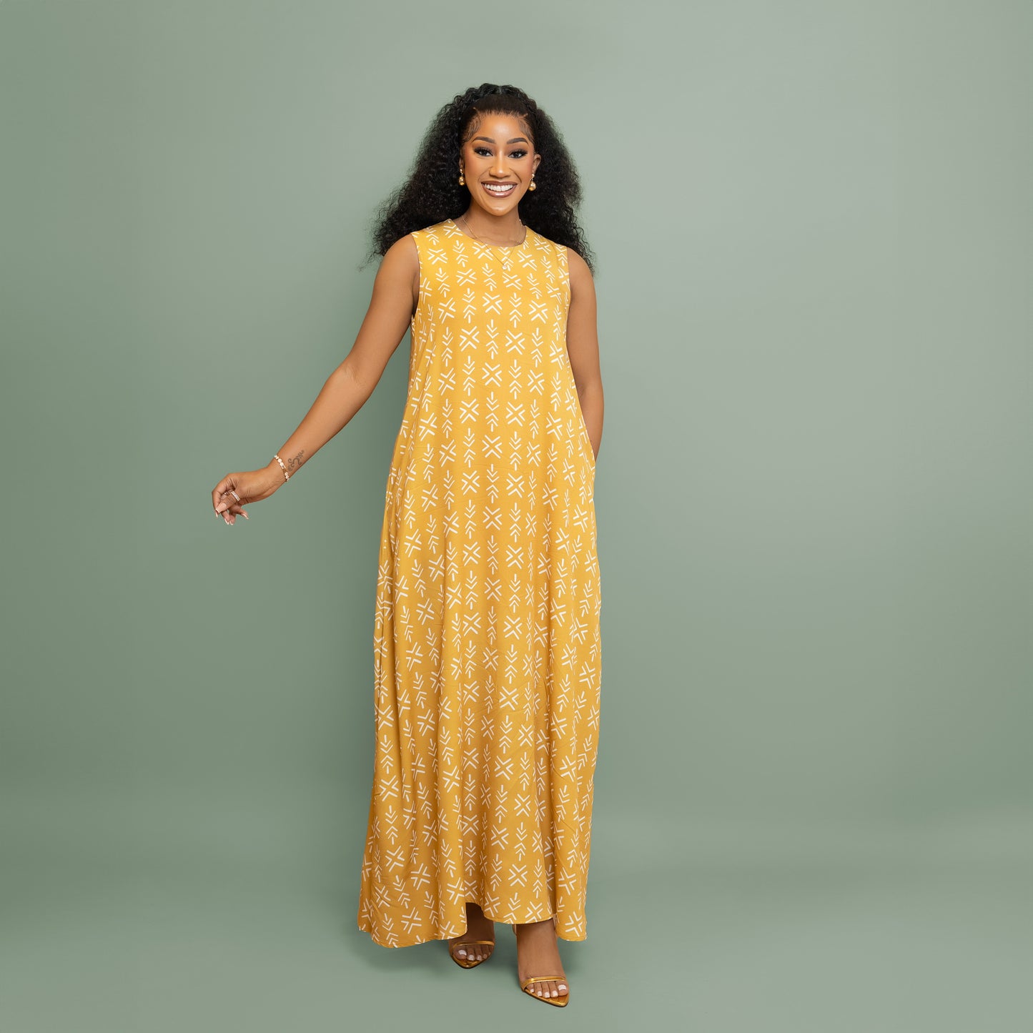 Nia Sleeveless Maxi Dress – Mustard