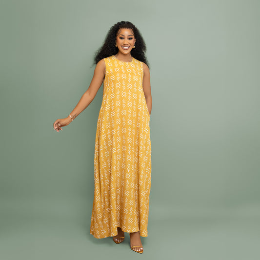 Nia Sleeveless Maxi Dress – Mustard