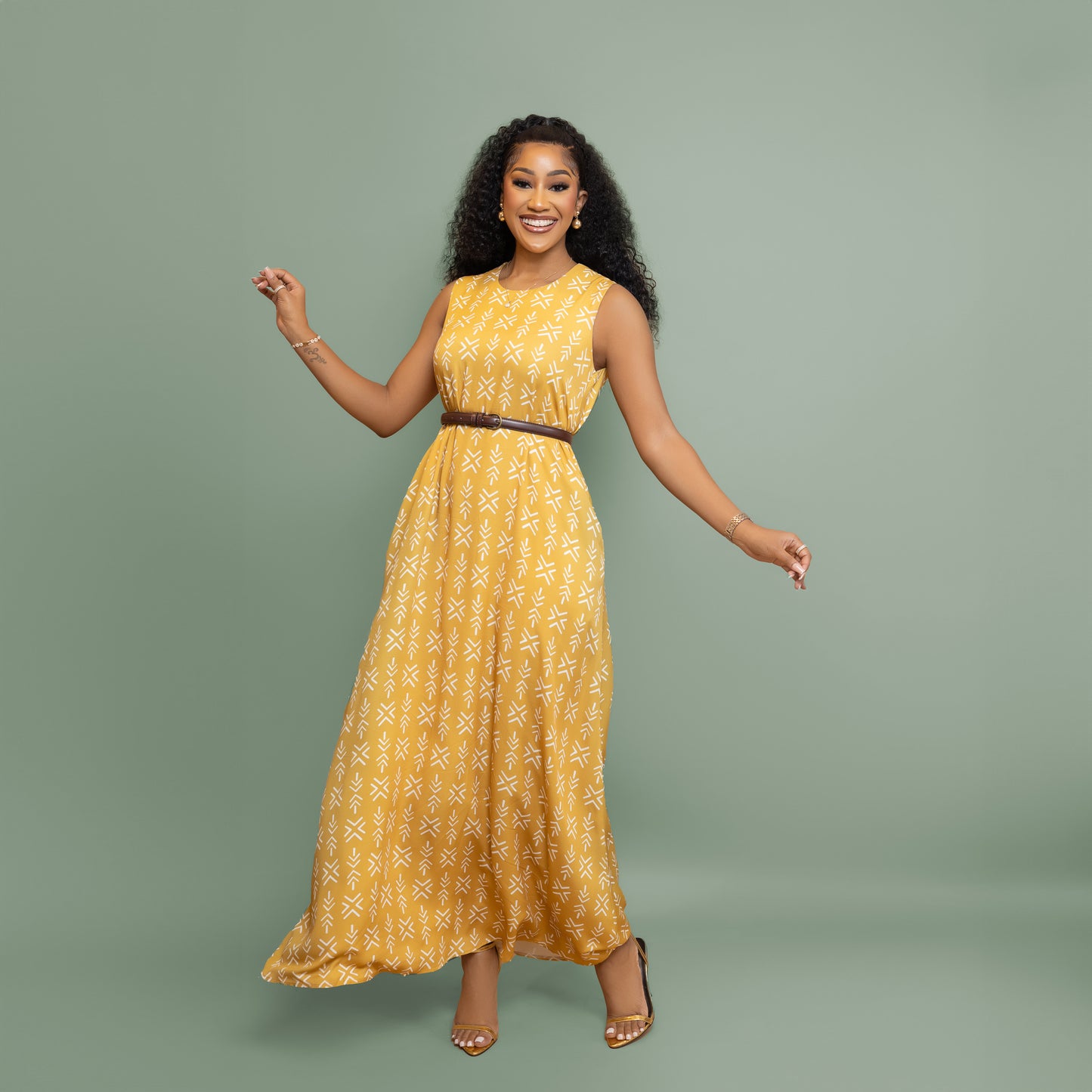 Nia Sleeveless Maxi Dress – Mustard