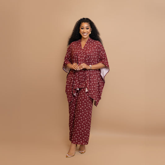 Nia Two Piece Set - Maroon