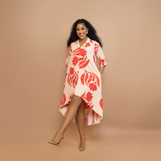 Orange/Red Hue High low Maxi dress