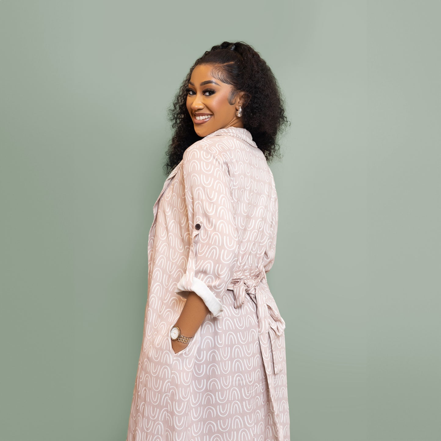 Nia Belted Kimono – Blush